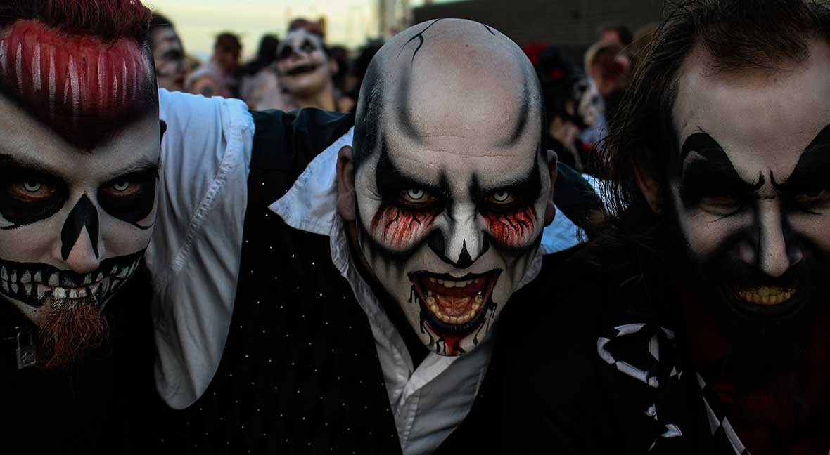 Characters in costume to perform in the Halloween attractions at Haunt