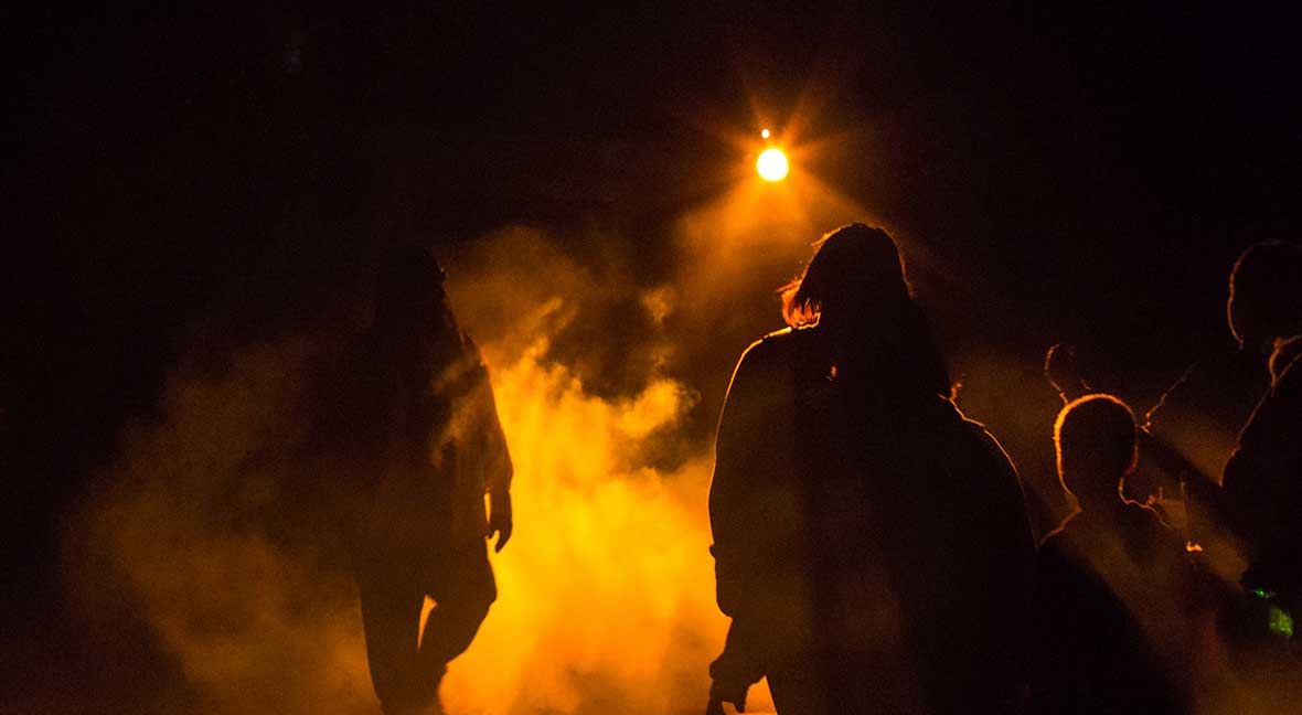 Guests at Kings Island at night during Halloween Haunt